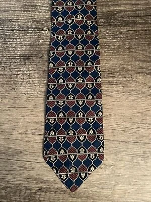 Corbata de seda DANIEL HECHTER azul borgoña dorado hecha en Italia corbata de cuello clásica Foto 1 de 3