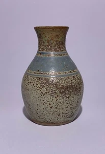 Studio pottery vase in blue, grey and brown with maker's mark - Picture 1 of 3
