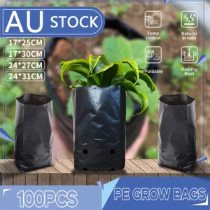 100/200/500X Nursery Bags Black PE Material Plant Grow Bags Corrosion-resistant - Picture 1 of 16