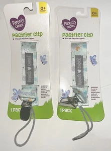 Parents Choice Pacifier Clip Blue Clouds 0+ Months New - Fits all - Set of 2 - Picture 1 of 2