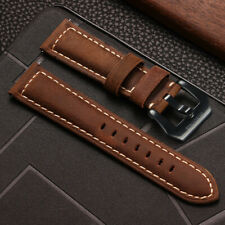 Universal 22mm Vintage Genuine Leather Watch Band Strap W/ Quick Release Pins