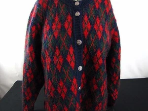 James Pringle Inverness Scottish Sweater Mohair Blend Argyle Knit Cardigan M - Picture 1 of 7