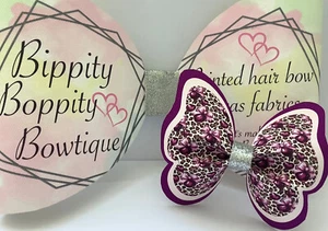CEREZA LEOPARDO ESTAMPADO MARIPOSA LONA TELA MOÑO TEMP PARA LAZOS DE PELO - Imagen 1 de 5