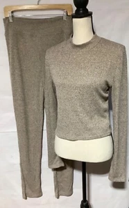 NWT sz XL 2pc ReVamped top & leggings set khaki gray ribbed knit - Picture 1 of 13