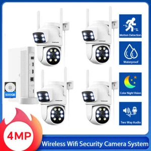 Dual Lens Wireless CCTV System Outdoor 4MP Security Camera WiFi with Hard Drive - Picture 1 of 17