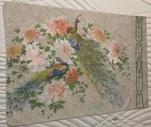 Single Burlington Caress Peacock Floral Bird Standard Pillowcase USA 20x30 - Picture 1 of 5
