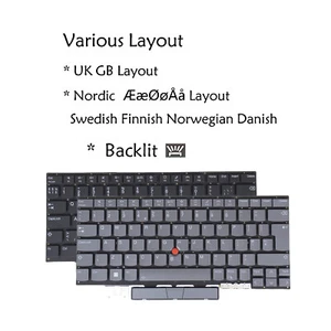 UK Nordic Laptop Keyboard for Lenovo Thinkpad X1 Yoga 6th Gen 20XY 20Y0, Backlit - Picture 1 of 8