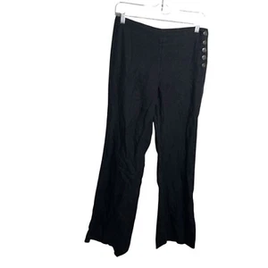 Anthropologie Elevenses Pants Women's 2 Side Button Casual Flare Bootcut Linen - Picture 1 of 11