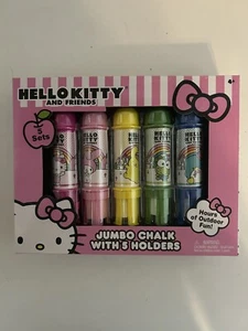 HELLO KITTY JUMBO CHALK SET 5 Sidewalk Chalks w/Holders Great Gift BRAND NEW - Picture 1 of 4