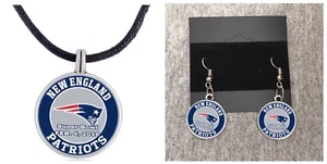 New England Patriots Super Bowl 2018 Necklace and double sided Picture Earring - Picture 1 of 2
