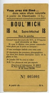 France Paris Advertising Card Photographer Boul'Mich 1930 - Imagen 1 de 2