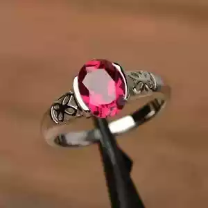925 Sterling Silver Lab Creted Handmade 3.25 Carart Ruby Gemstone Cluster Ring - Picture 1 of 3