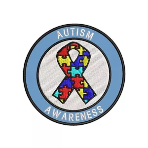 Autism Awareness Support Ribbon Puzzle Patch Embroidered Iron-on Applique - Picture 1 of 12