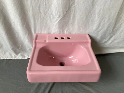 Vtg Small Ceramic Pink Champagne 15x18 NOS Kohler Bath Wall Mount Sink 192-23E Cover