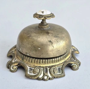 Antique brass desk hotel reception bell twist / turn mechanism - Picture 1 of 9