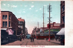 PORTLAND OR - Third Street Postcard - 1911 - Picture 1 of 2