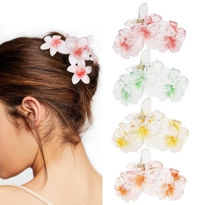 Pinzas para el cabello grandes de flores mate para mujer 4 piezas pinzas para cabello grueso Foto 1 de 4