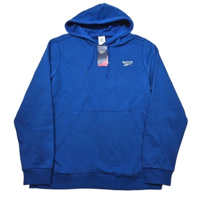 Reebok Fleece Hoodie Mens Large Blue Sweatshirt Identify Small Logo $50 NEW - Image 1 of 4
