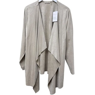 Soft Surroundings Faux Suede Jacket Plus Size 2X Stretch Beige Draped NWT - Image 1 of 4