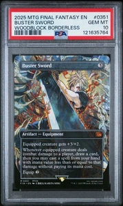 Buster Sword 0351 Woodblock Borderless Magic The Gathering Final Fantasy PSA 10 - Imagen 1 de 2