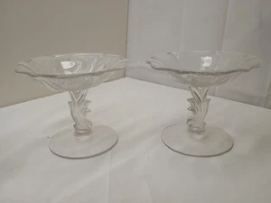 Fostoria Meadow Rose Clear Etched Glass #328 Baroque Compote (Lot Of 2 Pieces) - Picture 1 of 4