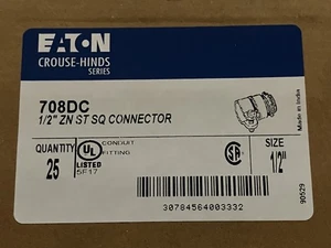 Eaton 708DC 1/2" Zink Druckguss FMC gerade Quetsch Typ Stecker 25 Stück - Bild 1 von 2