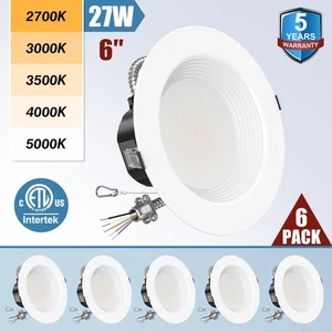 6 Pack - 27W LED Recessed Ceiling Light Commmercial 6" LED Downlight 2700K~5000K - Picture 1 of 13