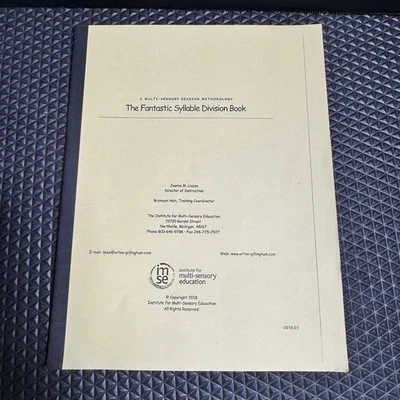 Fantastic Syllable Division Book IMSE Orton-Gillingham Reading 2018 Homeschool - Image 1 of 4