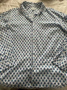 Aspiga Men’s Shirt XL White Blue Leaves Long Sleeve - Picture 1 of 9
