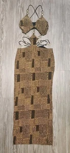 Nana Jacqueline Omaira Kleid Gown Gold Schwarz Träger Ring Cut Out Damen Medium - Bild 1 von 23