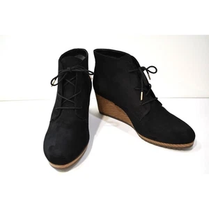 Dr Scholls Ankle Boot Wedge Booties Women's Size 11M Lace Up Black - Picture 1 of 11