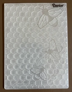 Darice Embossing Folder 3 Honey Bees Buzzing Hexagon Honey Comb background - Picture 1 of 2