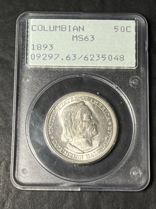 1893 columbian half dollar Pcgs Rattler Ms63 - Picture 1 of 3