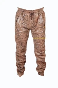 Men's Leather Pant Snake Track Print Pant|Gym|Yoga|Sports|Jogging|Walking - Picture 1 of 7