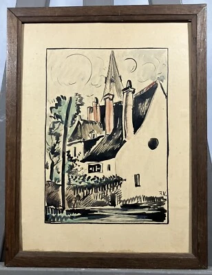 Robert Paulo Villard (1903-1975) Vista Guérande Bretagna Francia La Baule Batz - Bild 1 von 4