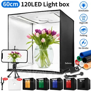 Grande boîte à lumière LED 24" tente photo portable photographie studio kit de prise de vue - Photo 1 sur 8