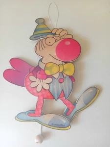 Vintage 90er große Mordillo Holz Hampelmann Clown Hängepuppe Spielzeug selten - Bild 1 von 3