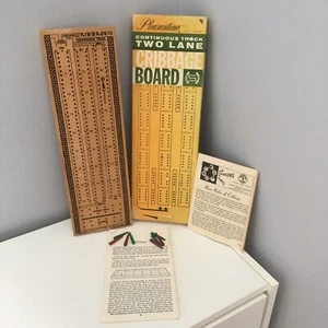 Pleasantime Vintage Continuous Two Lane Cribbage Board Pacific 1967 Wooden Set - Picture 1 of 8