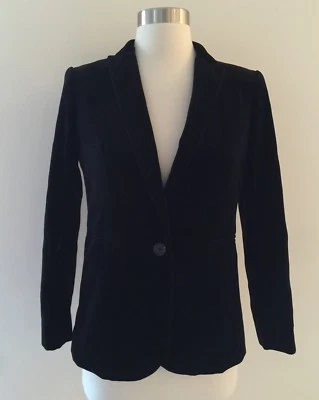 NUEVO J Crew Petite Parke Blazer en Chaqueta de Terciopelo Talla 4P Negro G9102 Foto 1 de 4
