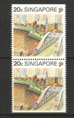 SINGAPORE 1991 TOURISM (S'PORE RIVER BRIDGE) 20C BOOKLET PANE COMP. SET 2 STAMPS - Image 1 of 3
