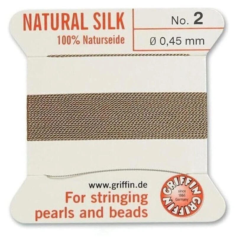 Hilo de seda natural Griffin para encordar perlas y cuentas talla #2 beige Foto 1 de 1
