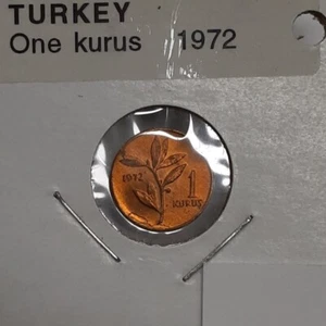 1972 Turkey 1 Kurus Bronze Coin UNC With Toning - Picture 1 of 2