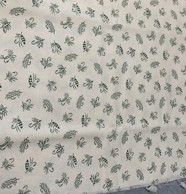 Floral Cotton Fabric 1/4 yard x 44" Green Cream Sewing Quilting Crafts - Image 1 of 3