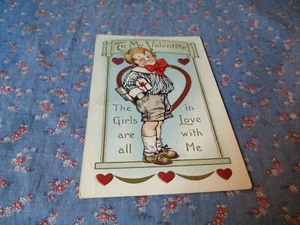 Old Postcard To My Valentine The Girls are all in Love with Me - Picture 1 of 2