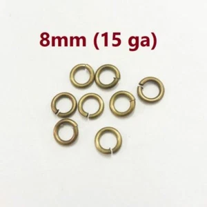 100 pcs Antique Bronze Open Jump Rings – 8mm – 15 Gauge (1.5mm Thick) - Picture 1 of 1