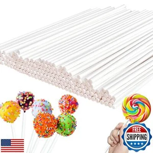 100 Count 6 Inch White Lollipop Sticks,Paper Cake Pop Stick,Sucker Treat Stic - Picture 1 of 5