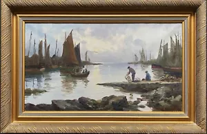 Antonio Godoy (Akt 1940-1970) Brasilianische Hafenszene Impressionist Ölgemälde - Bild 1 von 10