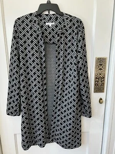 Notations Brand, Size Large, Long Cardigan/Jacket, Black & White, Open Front - Picture 1 of 6