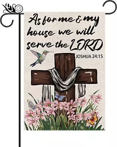 Christian Garden Flag Religious Cross Spring Vertical Double Sided Yard Outdoor - Picture 1 of 12