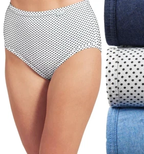 Brand new size 8/XL Jockey Elance 3 pk. Briefs 100% Cotton 1484 Dots/Blue - Picture 1 of 2